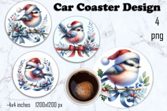 Christmas blue bird Sublimation Coaster Design Product Image 1