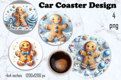 Blue Christmas decor Sublimation car Coaster Product Image 1