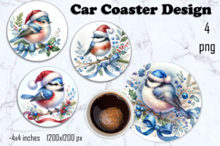 Christmas blue bird Sublimation Coaster Design Product Image 1