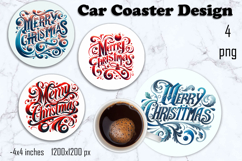 Blue Christmas decor Sublimation car Coaster Product Image 1