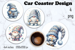 Blue Christmas Gnome, elf, angel Sublimation car Coaster Product Image 1