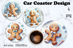 Blue Christmas decor Sublimation car Coaster Product Image 1