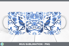 GorgeousBlue Chinoiserie Birds Mug Wrap design.