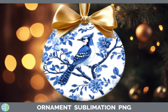 GorgeousBlue Chinoiserie Birds Ornament design.