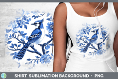 GorgeousBlue Chinoiserie Birds Shirt design.