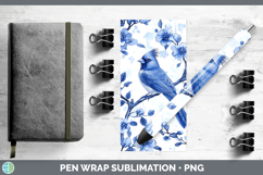 GorgeousBlue Chinoiserie Birds Pen Wrap design.