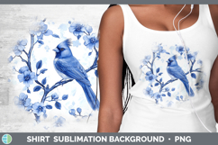 GorgeousBlue Chinoiserie Birds Shirt design.