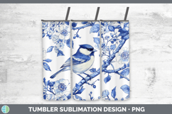 GorgeousBlue Chinoiserie Birds Tumbler design.