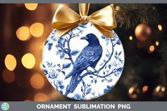 GorgeousBlue Chinoiserie Birds Ornament design.