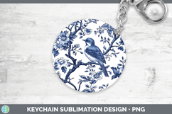 GorgeousBlue Chinoiserie Birds Keychain design.