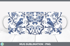 GorgeousBlue Chinoiserie Birds Mug Wrap design.