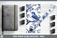GorgeousBlue Chinoiserie Birds Pen Wrap design.