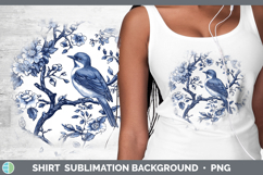 GorgeousBlue Chinoiserie Birds Shirt design.