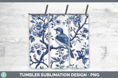 GorgeousBlue Chinoiserie Birds Tumbler design.