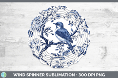 GorgeousBlue Chinoiserie Birds Wind Spinner design.