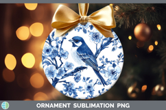 GorgeousBlue Chinoiserie Birds Ornament design.