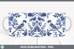 GorgeousBlue Chinoiserie Birds Mug Wrap design.