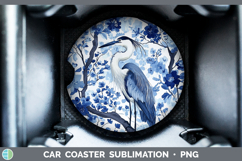 GorgeousBlue Chinoiserie Birds Car Coaster design.