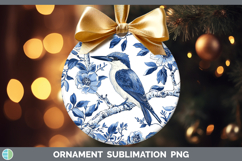 GorgeousBlue Chinoiserie Birds Ornament design.