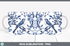 GorgeousBlue Chinoiserie Birds Mug Wrap design.