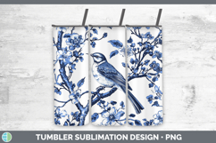 GorgeousBlue Chinoiserie Birds Tumbler design.