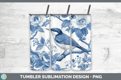 GorgeousBlue Chinoiserie Birds Tumbler design.