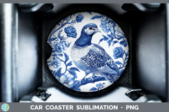 GorgeousBlue Chinoiserie Birds Car Coaster design.