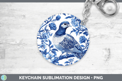 GorgeousBlue Chinoiserie Birds Keychain design.