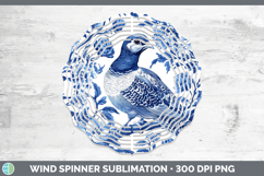 GorgeousBlue Chinoiserie Birds Wind Spinner design.
