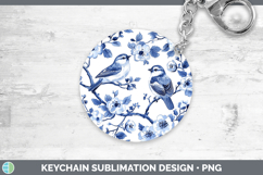 GorgeousBlue Chinoiserie Birds Keychain design.