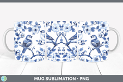 GorgeousBlue Chinoiserie Birds Mug Wrap design.