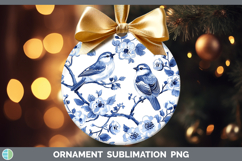 GorgeousBlue Chinoiserie Birds Ornament design.