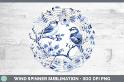 GorgeousBlue Chinoiserie Birds Wind Spinner design.