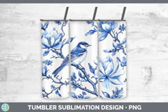 GorgeousBlue Chinoiserie Birds Tumbler design.