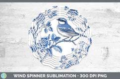 GorgeousBlue Chinoiserie Birds Wind Spinner design.