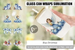 Blue Christmas Glass Can Product Image 1