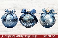 Blue Christmas Ornaments Clipart, Christmas PNG Product Image 1