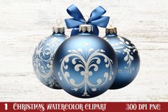 Blue Christmas Ornaments Clipart, Christmas PNG Product Image 1