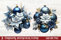 Blue Christmas Ornaments Clipart, Christmas PNG Product Image 1