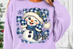 Blue Christmas Snowman PNG | Buffalo Plaid Cozy Winter Subli Product Image 5