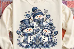 Blue Christmas Snowmen PNG | Blue Plaid Winter Sublimation D Product Image 4