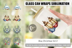 Blue Christmas Glass Can Product Image 1