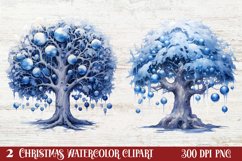 Blue Christmas Watercolor Clipart, Blue Christmas Sublimatio Product Image 1