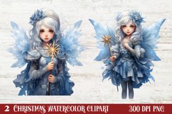 Blue Christmas Watercolor Clipart, Blue Christmas Sublimatio Product Image 1