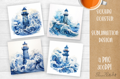 Landscape sublimation square coaster Sublimation Product Image 1