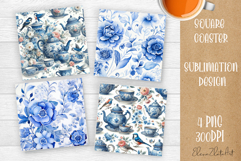 Blue sublimation square coaster Sublimation Product Image 1