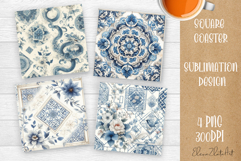 Blue sublimation square coaster Sublimation Product Image 1