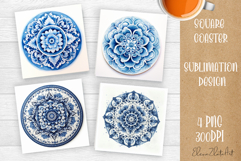 Blue sublimation square coaster Sublimation Product Image 1