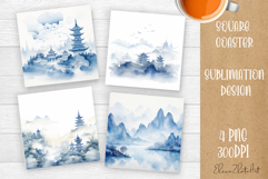 Landscape sublimation square coaster Sublimation Product Image 1