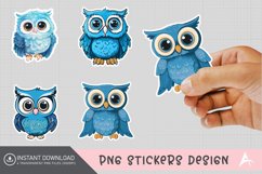 Blue Cute Owl Sticker Clipart Product Image 1